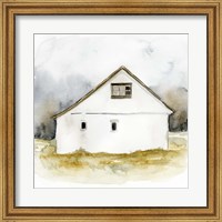 Framed White Barn Watercolor I