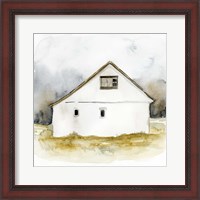 Framed 'White Barn Watercolor I' border=