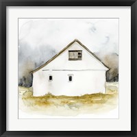 Framed 'White Barn Watercolor I' border=