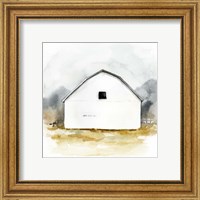 Framed 'White Barn Watercolor II' border=