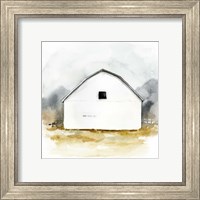 Framed 'White Barn Watercolor II' border=