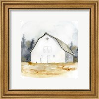 Framed 'White Barn Watercolor III' border=
