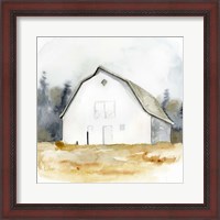 Framed White Barn Watercolor III