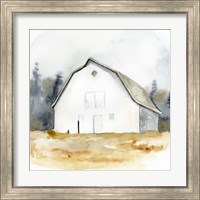 Framed 'White Barn Watercolor III' border=