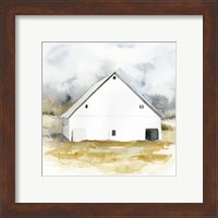 Framed 'White Barn Watercolor IV' border=