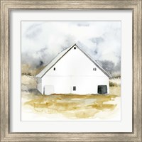 Framed 'White Barn Watercolor IV' border=