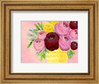 Framed Pink Garden Flowers I