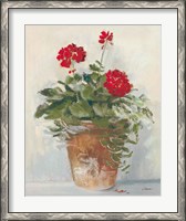 Framed Potted Geraniums II Light