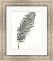 Framed Gold Feathers VII Green