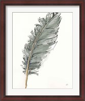 Framed Gold Feathers VII Green