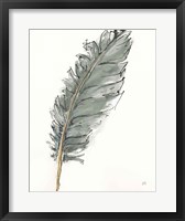 Gold Feathers VII Green Framed Print