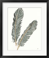 Framed Gold Feathers IV on Grey