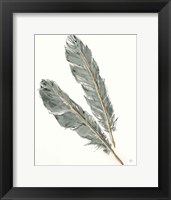 Framed Gold Feathers III Green