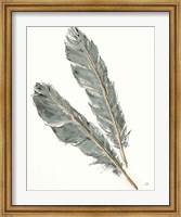Framed Gold Feathers III Green
