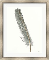 Framed Gold Feathers II Green