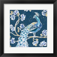 Framed Peacock Allegory IV Blue v2