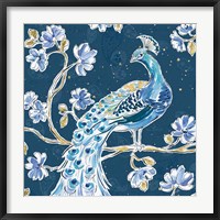 Framed Peacock Allegory IV Blue v2