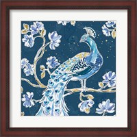 Framed Peacock Allegory IV Blue v2