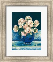 Framed Peonies in Cobalt Vase No Fruit