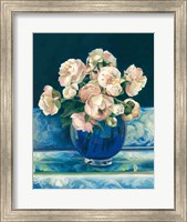 Framed Peonies in Cobalt Vase No Fruit