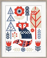 Framed Folk Lodge Fox Red Navy