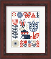 Framed Folk Lodge Rabbit Red Navy