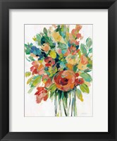 Framed Earthy Colors Bouquet I White