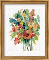 Framed Earthy Colors Bouquet I White