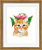 Framed Cat with Flower Crown