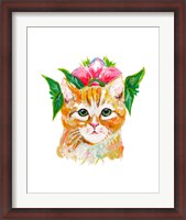 Framed Cat with Flower Crown