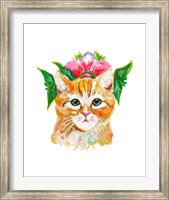 Framed Cat with Flower Crown