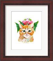 Framed Cat with Flower Crown