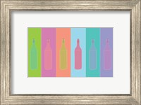 Framed Colorful Mod Wine Bottles