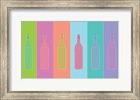 Framed Colorful Mod Wine Bottles