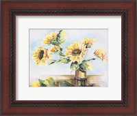 Framed Sunflowers on Golden Vase