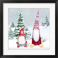 Framed 'Gnomes on Winter Holiday II' border=