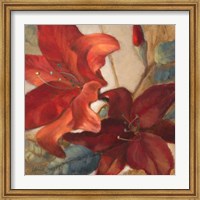 Framed Crimson Fleurish I