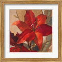 Framed Crimson Fleurish II