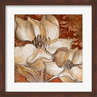 Framed Whispering Magnolia on Red I