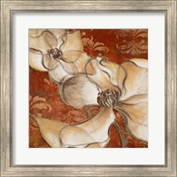 Framed Whispering Magnolia on Red II