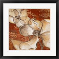 Framed Whispering Magnolia on Red II