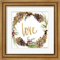 Framed Gold Christmas Wreath I