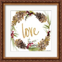 Framed Gold Christmas Wreath I