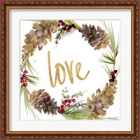 Framed 'Gold Christmas Wreath I' border=