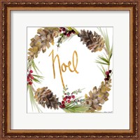 Framed 'Gold Christmas Wreath III' border=