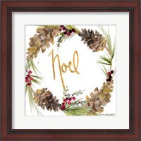 Framed 'Gold Christmas Wreath III' border=
