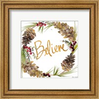 Framed 'Gold Christmas Wreath IV' border=