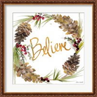 Framed Gold Christmas Wreath IV