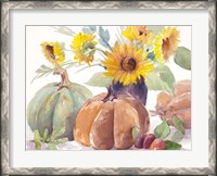 Framed Tawny Sunflowers and Pumpkins