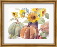 Framed Tawny Sunflowers and Pumpkins